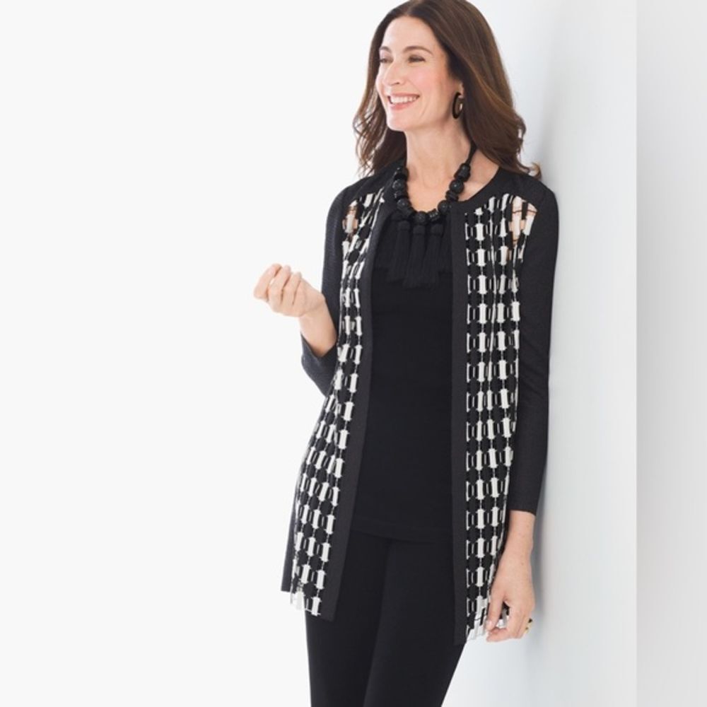 Chico’s Mixed Fabric Jacket, Size 1 (8/10 Medium)
